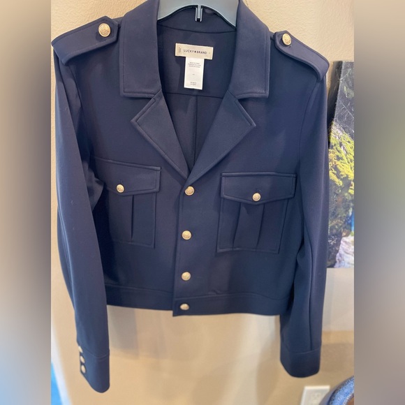 🏷️🆕Lucky Brand military blazer | Size 10 | navy blue | NWOT - Picture 10 of 14